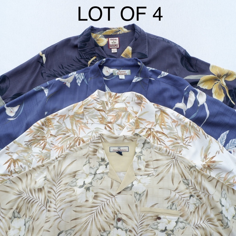Tommy Bahama Camp Shirt Mens Large Button Up Short Sleeve Floral Tropical Silk - Picture 2 of 16